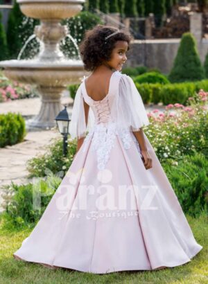 The white dress for little bridesmaids and other formal gatherings back side view