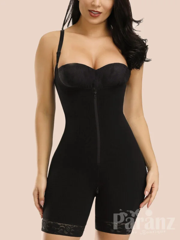 Black 3 Layers Adjustable Strap Full Body Shapewear