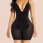 Black Full Body Shaper Wired Plunge Collar Natural Shaping