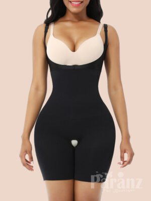 Black Nude Open Bust Shapewear Bodysuit Plus Size Flatten Tummy