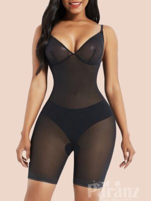 Black Open Gusset See Through Full Body Shapewear view