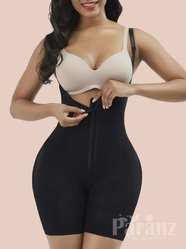 Black High Waist Full Body Shaper Mesh Slimming Legs view