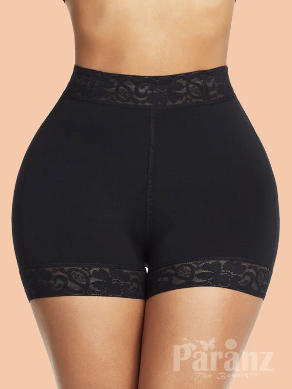 Black High Waist Lace Butt Enhancer Panty Firm Control