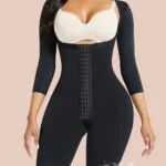 Black Lace Trim Hourglass Body Shaper With Sleeves Curve Shaper