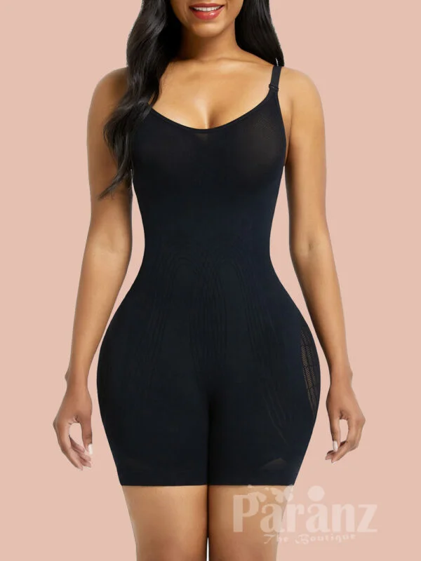 Black Open Gusset Seamless Bodysuit Shapewear Secret Slimming