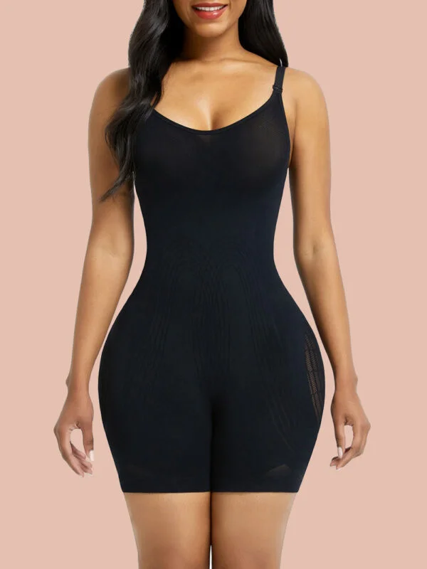 Black Open Gusset Seamless Bodysuit Shapewear Secret Slimming without logo