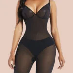 Black Open Gusset See Through Full Body Shaper High Elasticity