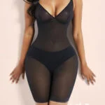 Black Open Gusset See Through Full Body Shaper High Elasticity view