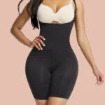 Black Seamless Full Body Shaper With Adjustable Straps Anti-Slip