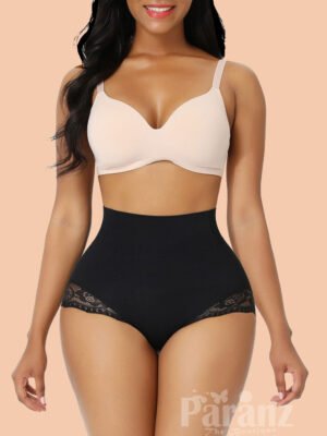 Black Seamless Plus Size Butt Lifter Lace Trim Shaping Comfort