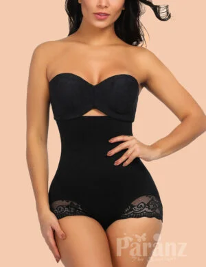 Black Superfit Cut Out Lace Butt Lifters High Waist