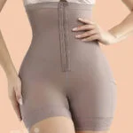 Brown Large Size High Waist Plus Size Butt Lifter With Hooks