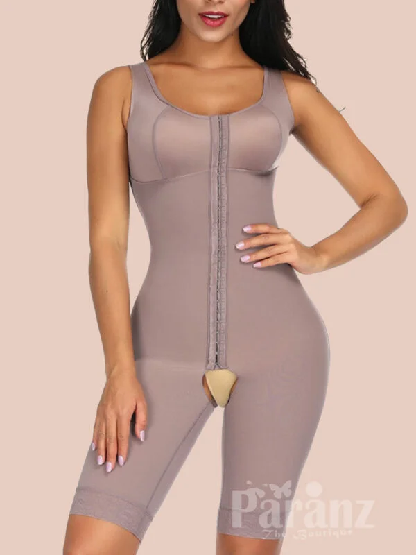 Brown Queen Size Plain Crotchless Bodysuit Unpadded Blood Circulation Boosting