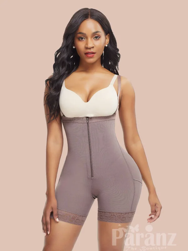 Coffee Color Hourglass Body Shaper Underbust Zipper Slim Waist view