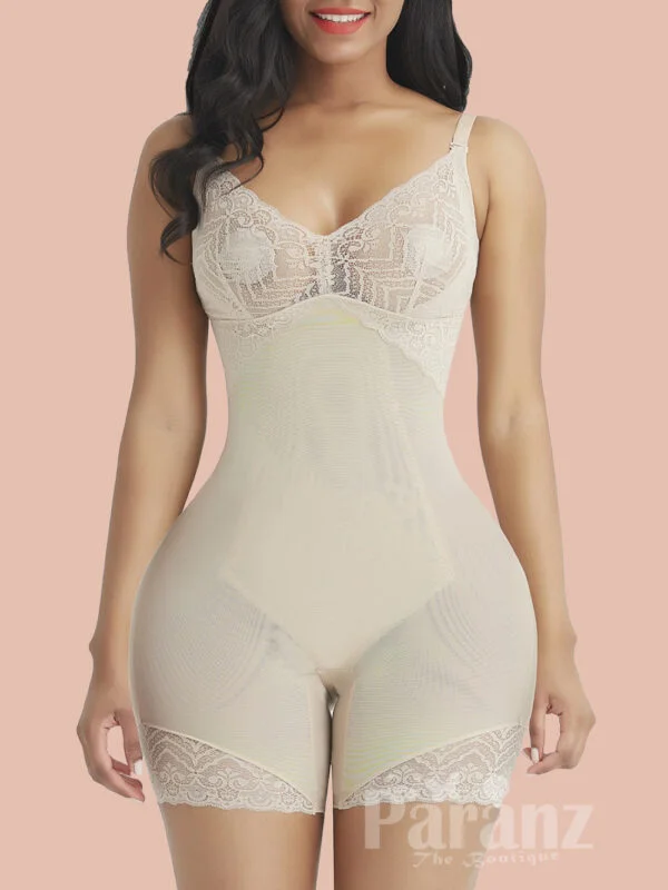 Complexion Lace Trim Hourglass Body Shaper Open Crotch Slim