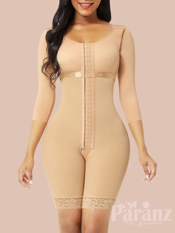 Dark Skin Butt Lifting Hooks Straps Full Body Shapewear Breathable