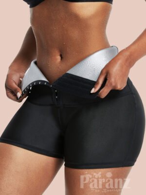 Silver Plus Size M-Shaped High Waist Shaping Shorts Figure Slimmer