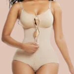 Skin Color Firm Control Bodysuit Adjustable Straps Big Size Stretch