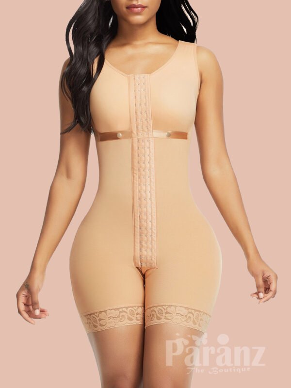 Skin Color Wide Straps Crotchless Full Bodyshaper Hooks For Weight Loss