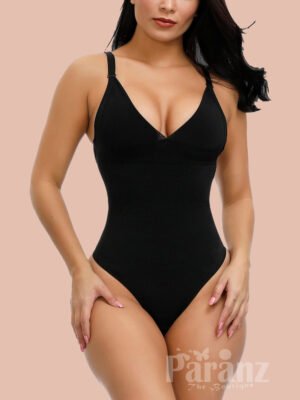 Super Sexy Black Adjustable Straps Plus Size Shape Bodysuit Tailored Shape