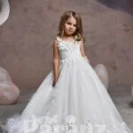 Ruffle Hem Long Tulle Dress