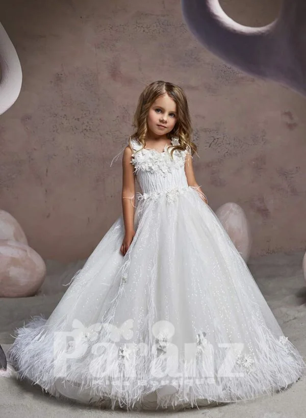 Ruffle Hem Long Tulle Dress