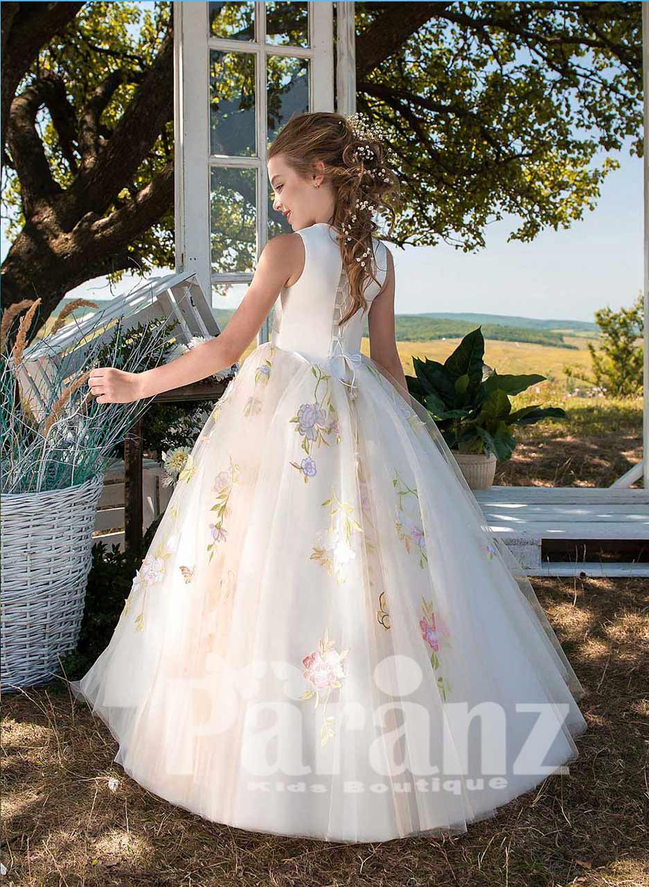 V-neckline Lace Floral Wedding Gown with Contrast Color Skirt –  loveangeldress