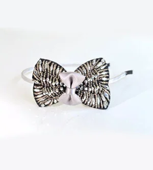 Satin Headband with Beadwork and Lovely Satin Bow