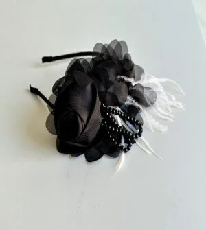 black hair accessory with mesh pearl beads (2)